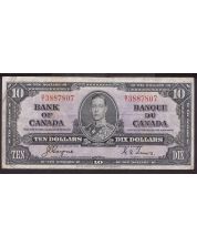 1937 Canada $10 banknote Coyne Towers B/T3887807 F