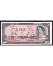 1954 Canada $2 banknote Beattie Rasminsky M/R7081133 Choice Uncirculated