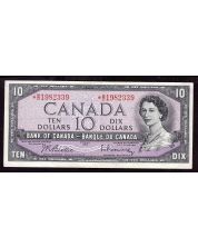 1954 Canada $10 replacement banknote Beattie Rasminsky *B/D 1982339 EF/AU