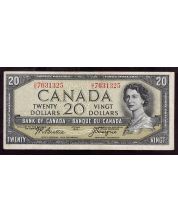 1954 Canada $20 devils face banknote Beattie Coyne D/E 7631325 nice VF