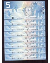 8x 2001 Canada $5 notes Knight Dodge ANW and 7x ANV CH UNC to Gem UNC
