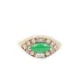 Burmese Jade and Diamond 14K yellow gold ring 
