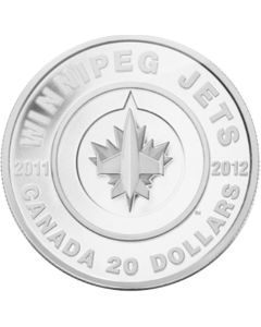 2011 Canada $20 Winnipeg Jets Fine Silver Coin 99.99% Silver