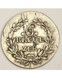 1816 Germany Baden 6 Kreutzer silver coin KM170 F15
