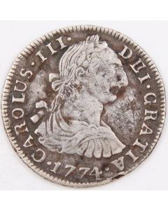 1774 Bolivia 2 Reales silver coin Potosi JR KM#53 VF+