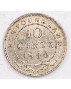 1940 Newfoundland Double Date 10 cents EF+