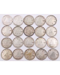20x 1938 Canada 10 cents silver coins circulated 20-coins