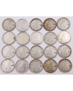 20x 1939 Canada 10 cents silver coins circulated 20-coins