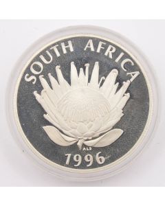 1996 South Africa 1 Rand Protea silver coin original box COA #831 Choice Proof