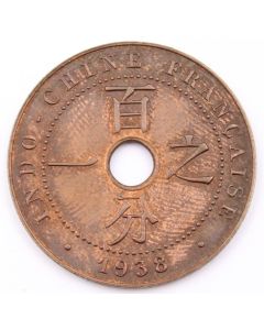 1938 French Indo-China 1 cent KM12.1 Choice AU/UNC RB