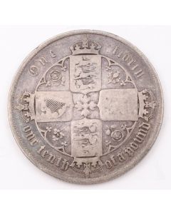 1853 Great Britain Gothic Florin silver coin circulated