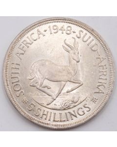 1948 South Africa 5 Shillings Springbok large silver coin nice Uncirculated