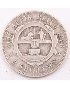1896 South Africa 2 Shillings silver coin circulated