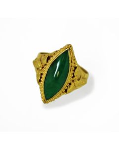 22k Gold Ladies Jade Ring Deep Green 