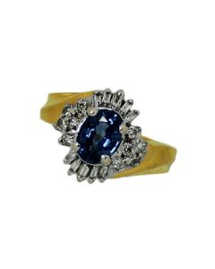 14k gold 1.07 carat Sapphire Diamond Ladies Ring