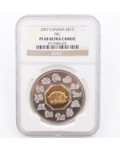 2007 Canada $15 Sterling Silver Coin - Year Of The Pig NGC PF68 Ultra Cameo