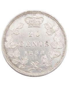 1858 Canada 20 cents Choice AU+