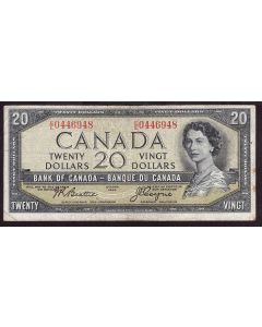 1954 Canada $20 Devils Face note BC33b E/E 0446948 F+ small margin stains   