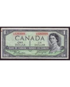 1954 Canada $1 Devils Face note BC29b Beattie Coyne L/A1263008 a/VF