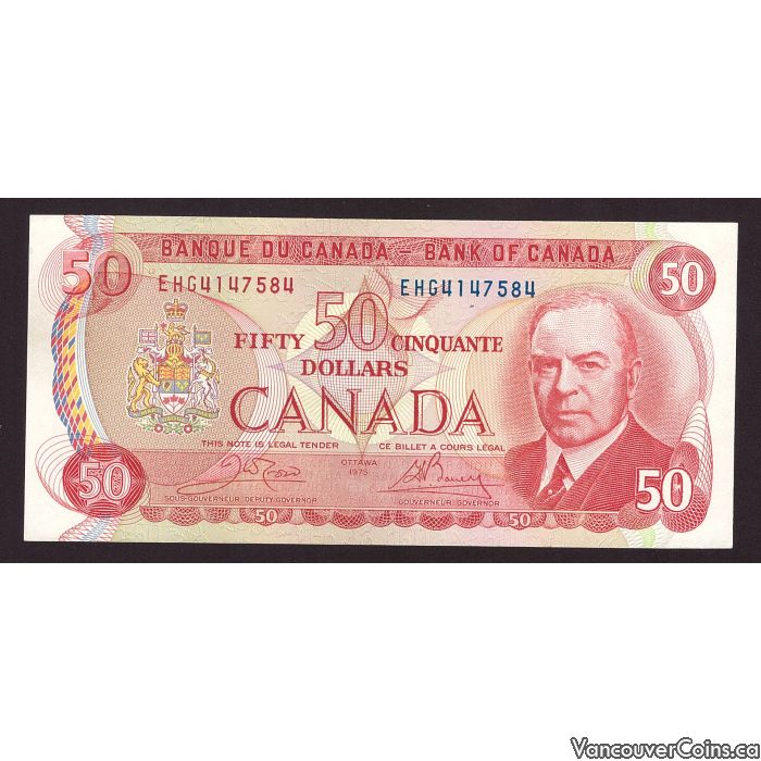 1975 Canada $50 banknote RCMP Musical Ride EHG 4147584 CH UNC63 or
