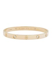Cartier Love Bracelet Classic 4 Diamonds Yellow Gold Size 18 Bangle