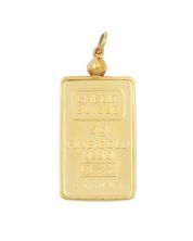 Credit Suisse 5 Gram Gold Bar Pendant 999.9 Fine 14K Yellow bezel Serial #948441