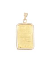 Johnson Matthey 1 Gram JM Gold Bar Pendant 9999 Fine Serial #07332 14K Yellow Gold Bezel & Bail 