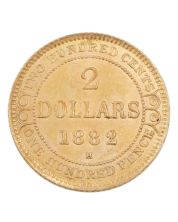 1882H Newfoundland $2 gold coin nice original AU/UNC