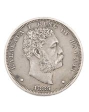 1883 Hawaii silver $1 dollar very nice original EF