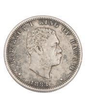 1883 hawaii silver quarter dollar 25c nice a/EF