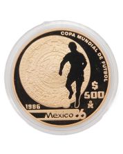 1986 Mexico Gold 500 Pesos Proof World Cup G500P 17.28g .900 Gold - 1/2 oz pure