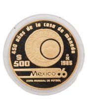 1985 Mexico $500 Gold Proof 450th Mint Anniversary FIFA World Cup .900 Gold