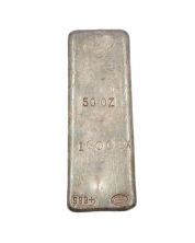 Vintage 50 oz JM Johnson Matthey Silver Poured Loaf Bar X Serial