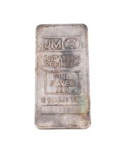 Vintage JM Johnson Matthey 10 oz Silver Bar – Blank Reverse, Toned, Unsealed