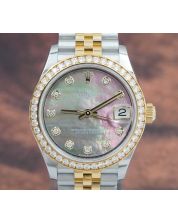 Rolex Datejust 31 278383RBR 18K/SS Black MOP Diamond Bezel Jubilee Ladies Watch