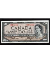 1954 Canada $100 banknote  Beattie Coyne  A/J 4487352 Choice AU/UNC