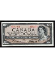 1954 Canada $100 banknote  Beattie Coyne  A/J 4487351 Choice AU/UNC