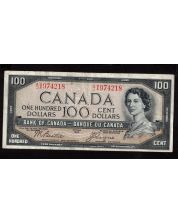 1954 Canada $100 devils face banknote  Beattie Coyne A/J 1974218 VF