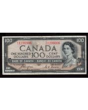 1954 Canada $100 devils face banknote Coyne Towers  A/J 1239906 F/VF