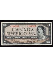 1954 Canada $100 devils face banknote  Beattie Coyne  A/J 1937667 VF+