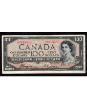 1954 Canada $100 devils face banknote Coyne Towers  A/J 0815389  F/VF