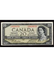 1954 Canada $20 devils face banknote Beattie Coyne C/E 8829059 VF reverse ink