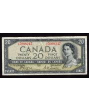 1954 Canada $20 devils face banknote Coyne Towers A/E 15098247 FINE+
