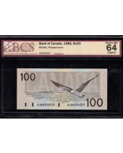 1988 Canada $100 note BC-60a Theissen Crow AJW8296559 BCS CH UNC-64