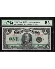1923 Canada $1 banknote DC-25o Campbell Clark E4497420 PMG AU55
