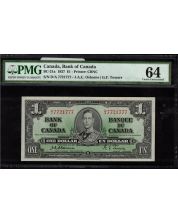 1937 Canada $1 dollar banknote Osborne Towers D/A 7721777 PMG CH UNC-64