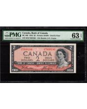 1954 Canada $2 devils face Beattie Coyne H/B7648186 PMG CH UNC-63 EPQ