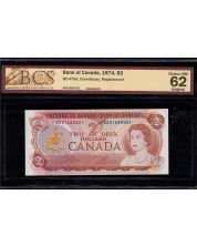 1974 Canada $2 Crow Bouey BC-47bA ABX 1655431 BCS Choice UNC 62