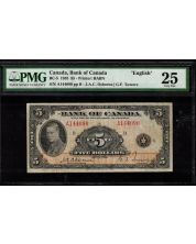 1935 Bank of Canada $5 banknote BC-5 Osborne Towers A144090 PMG VF25