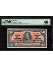 1937 Canada $50 banknote Gordon Towers B/H3302064 BC-26b PMG EF40 EPQ